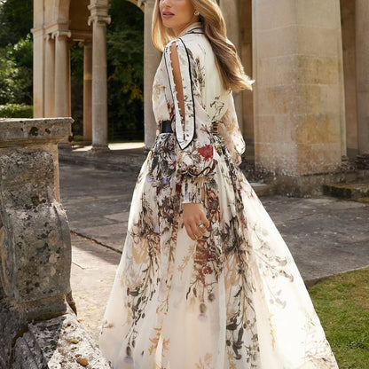 Viscose Floral Border Print Woven Maxi Dress