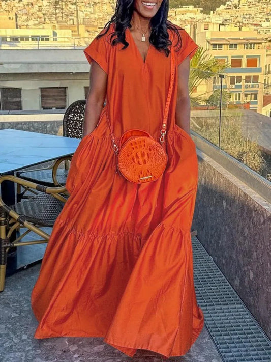V Neck Baggy Maxi Dress