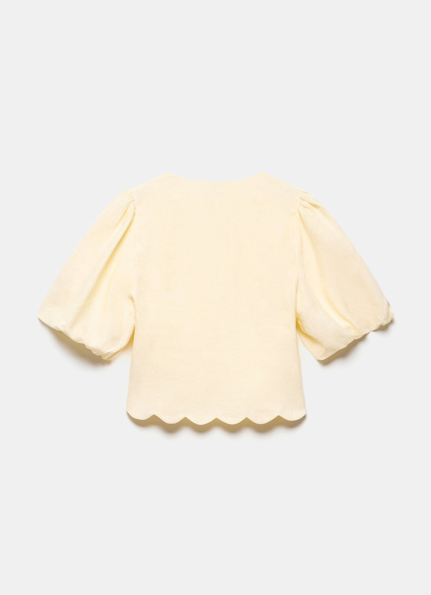 Yellow Linen Scallop Skirt Suit