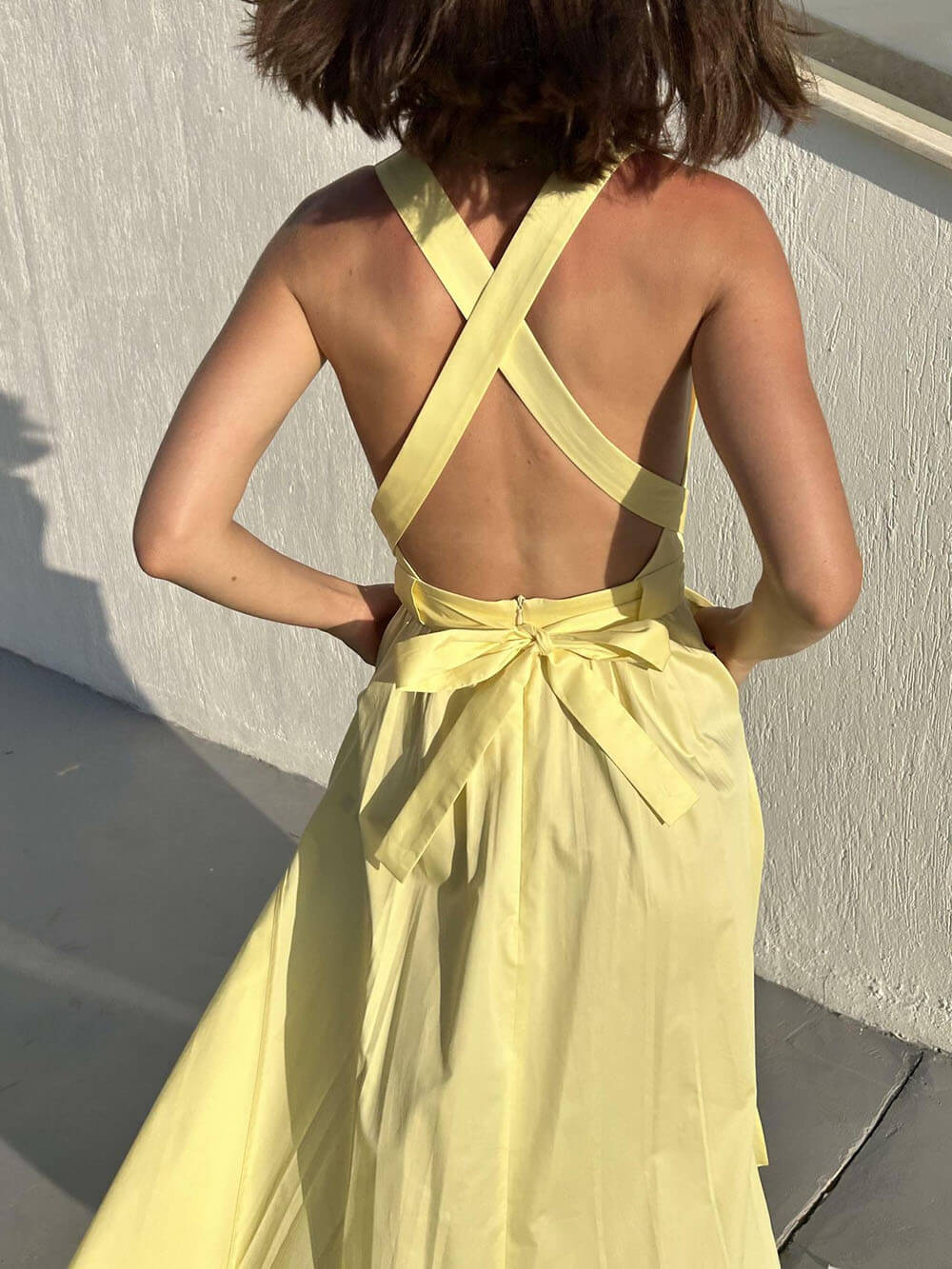Casual Unique Side Slit Tie Pocket Vest Dress