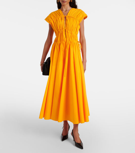 Yellow Flared Midi Dress
