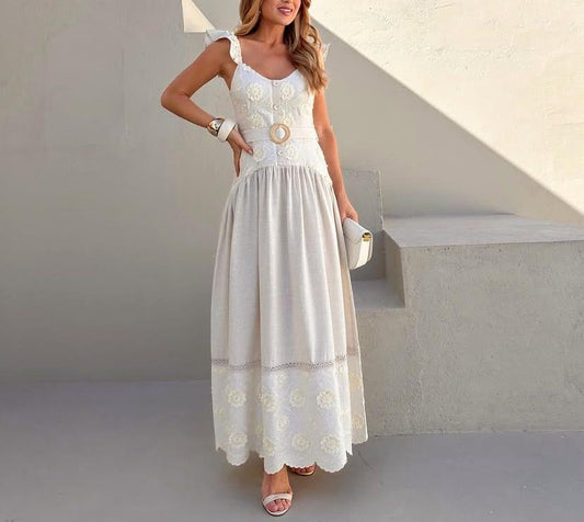 White Natural Linen Dress