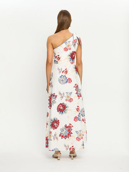 Printed One Shoulder Maxi Dress