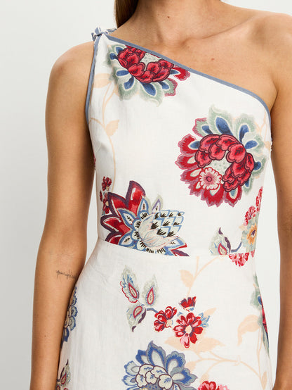 Printed One Shoulder Maxi Dress