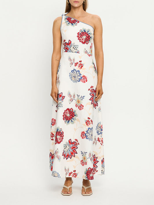 Printed One Shoulder Maxi Dress
