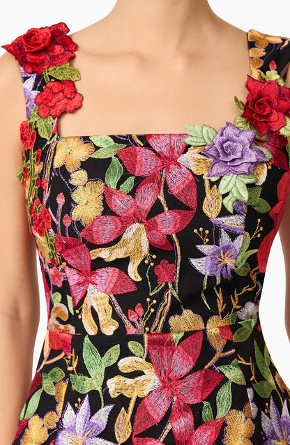 Mini Dress In Black Floral