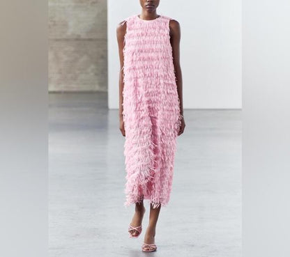 MIDI FRINGED MIDI DRESS