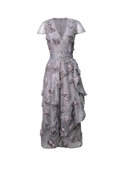 Gray Floral Dress