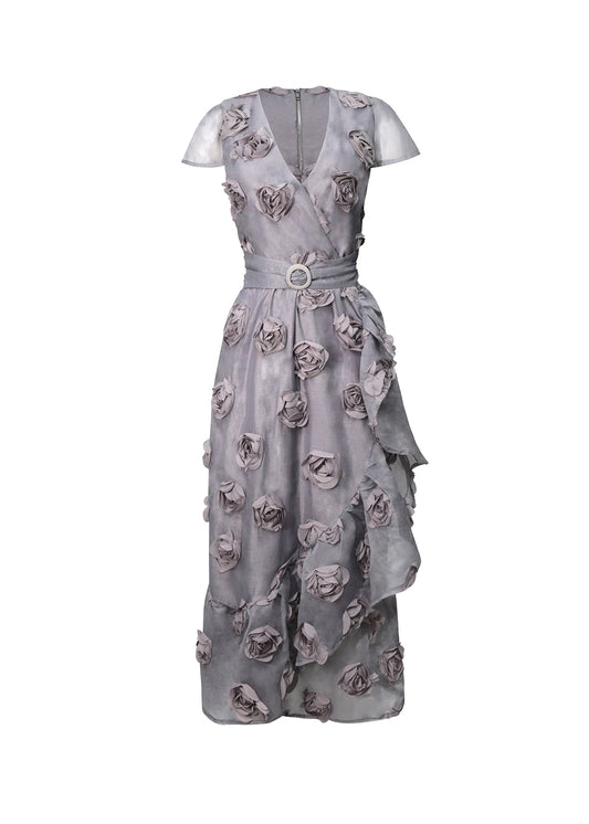 Gray Floral Dress