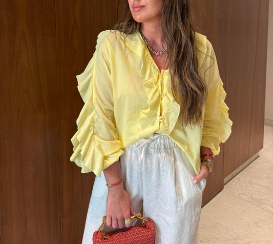 Ruffled Loose Tie Top