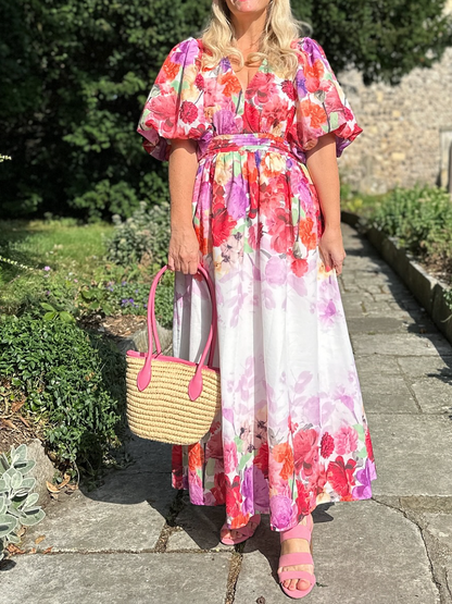 V-Neck Printed Dress