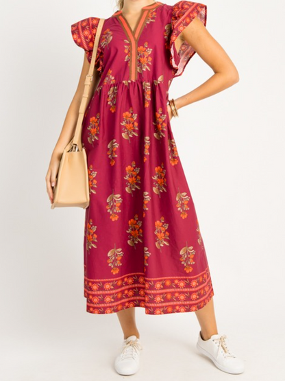 V-Neck Printed Dress
