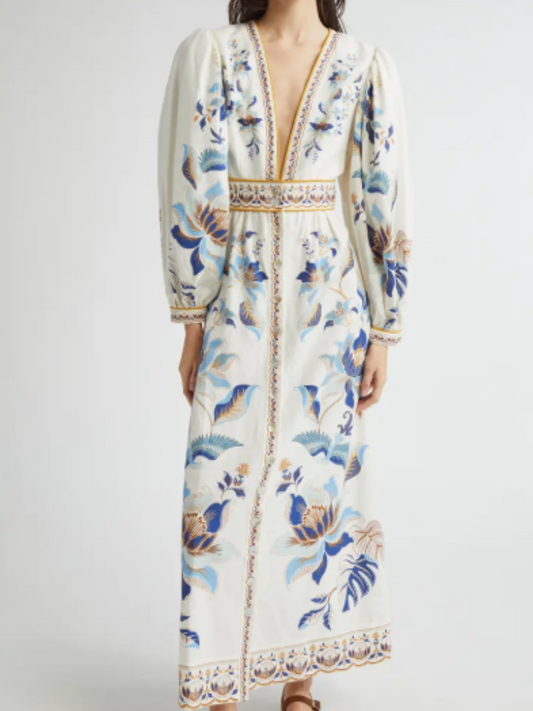 V-Neck Printed Dress