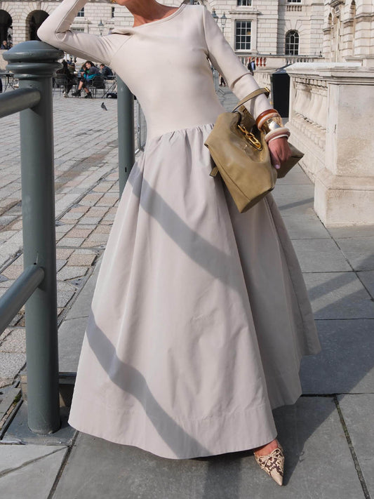 Drop Waist Long Sleeve Maxi Dress