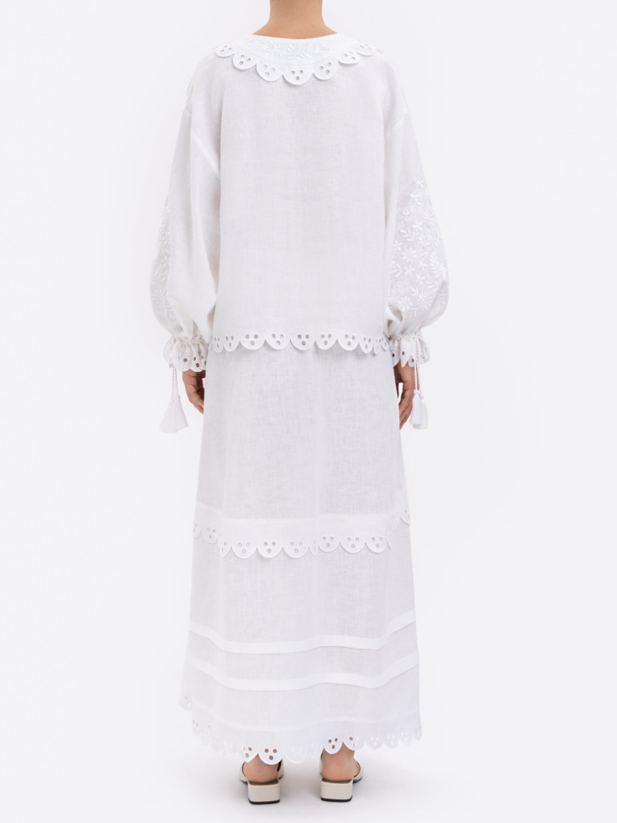 Embroidered Lace Skirt Suit