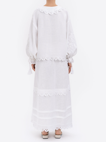 Embroidered Lace Skirt Suit