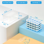 Silicone Ice Cube Trays with Lid & Bin — 4 Pack