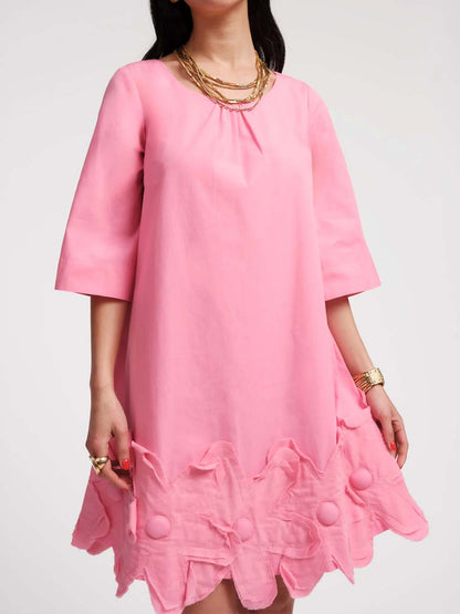 3/4 Bell Sleeve Flower Dress