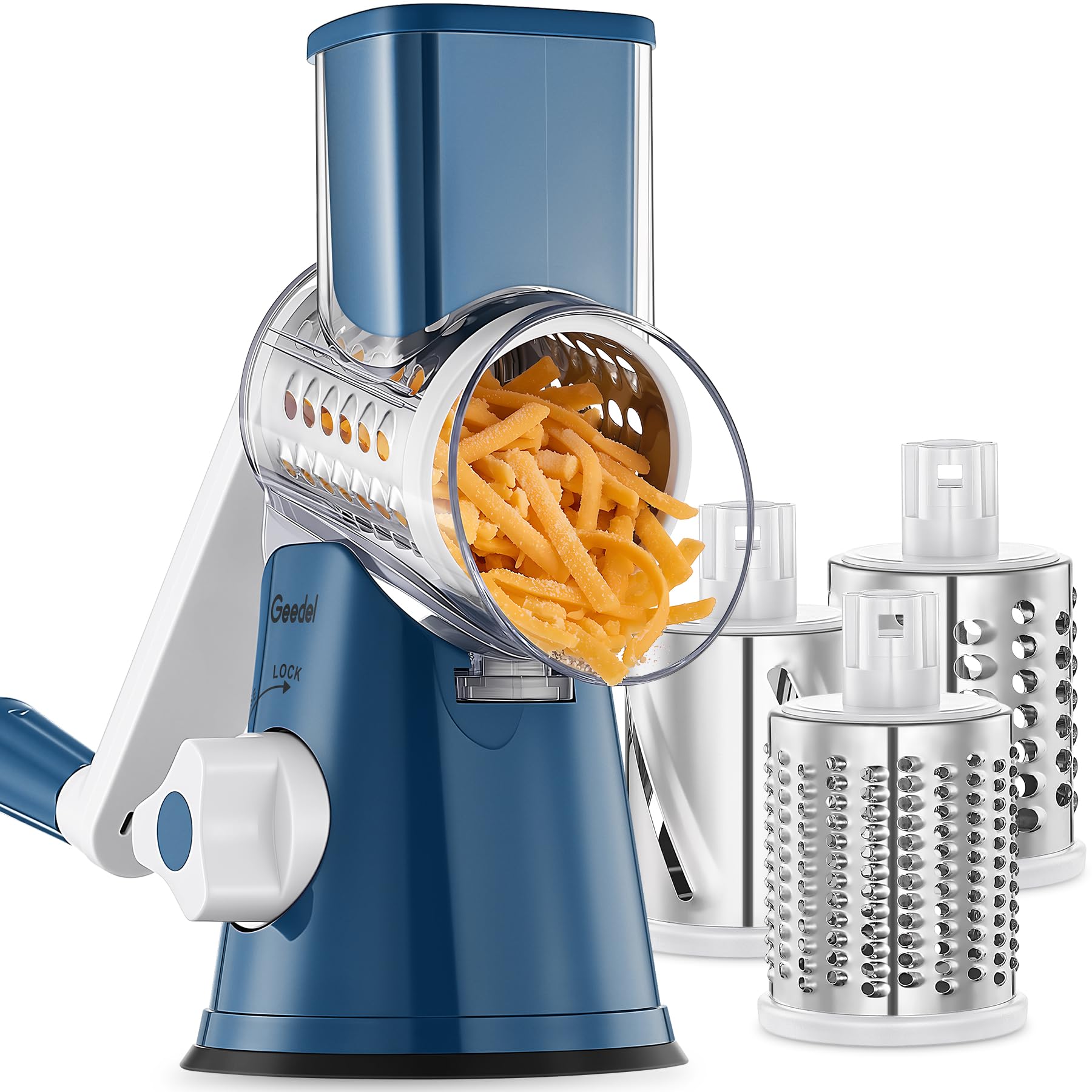 Rotary Cheese Grater & Mandoline Slicer — 3 Blades