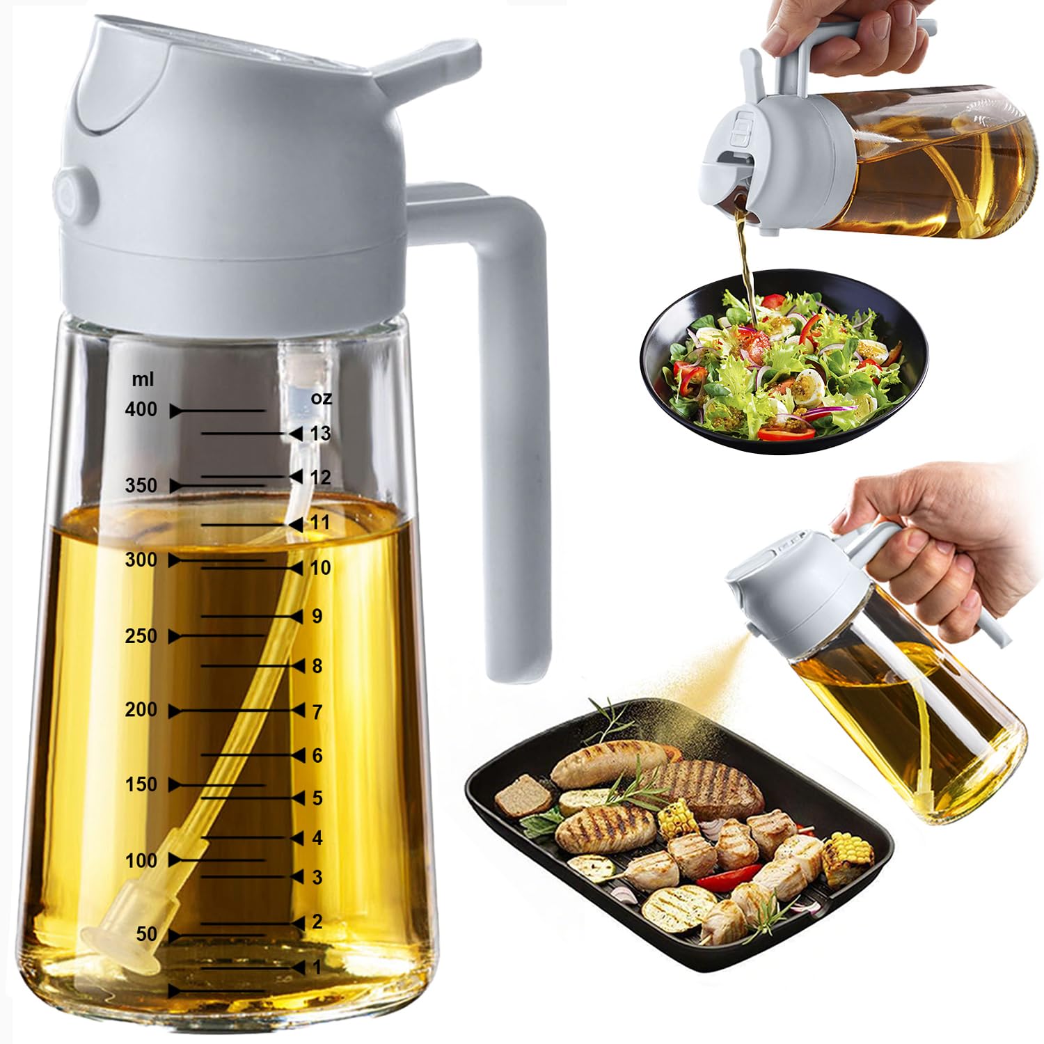Glass Olive Oil Sprayer — 2-in-1 Mister & Dispenser