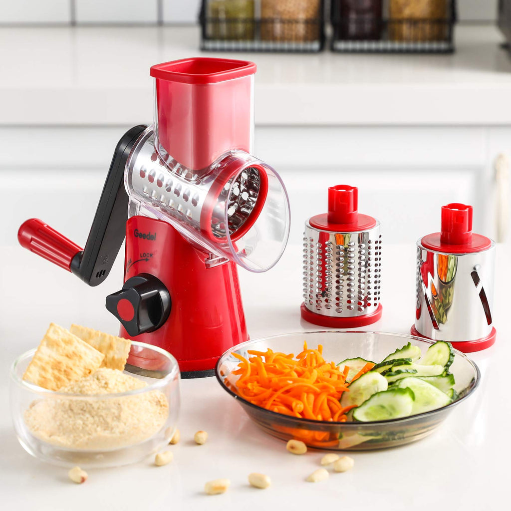 Rotary Cheese Grater & Mandoline Slicer — 3 Blades