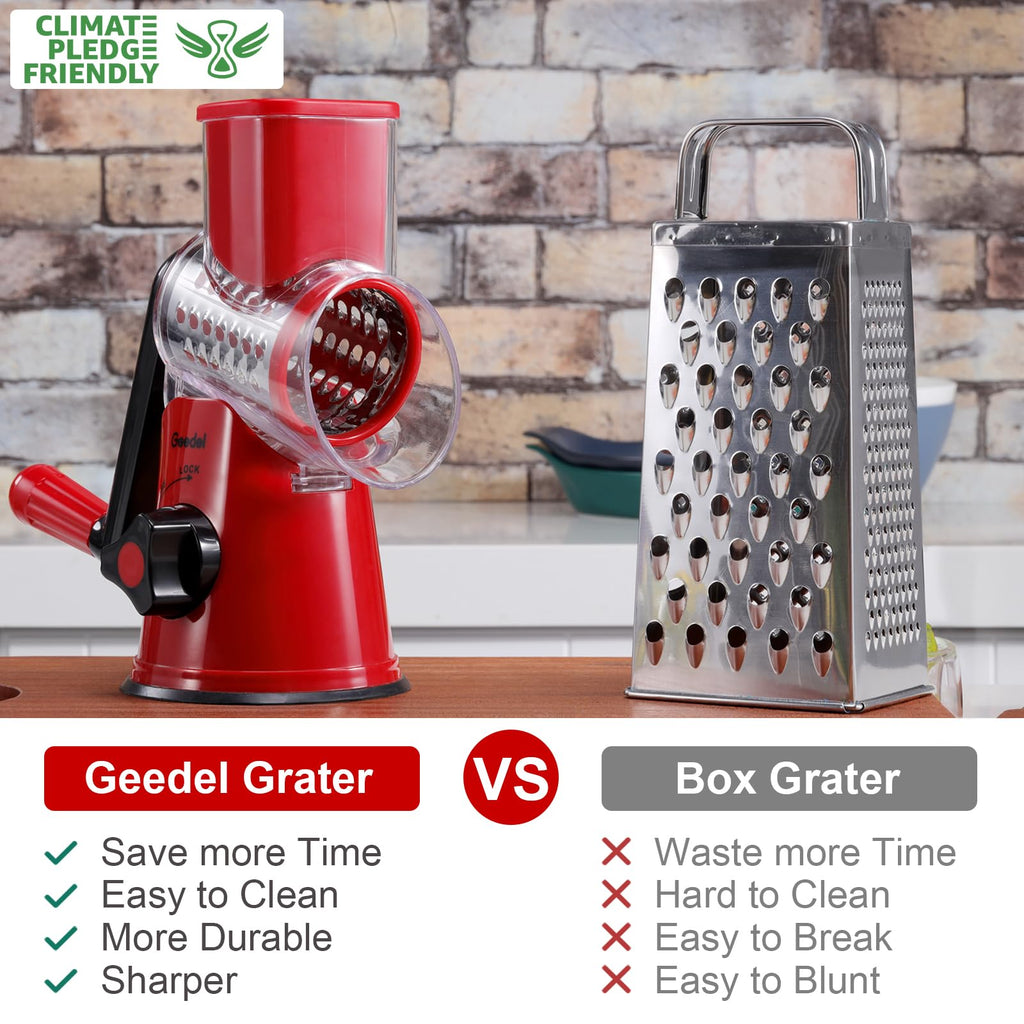 Rotary Cheese Grater & Mandoline Slicer — 3 Blades