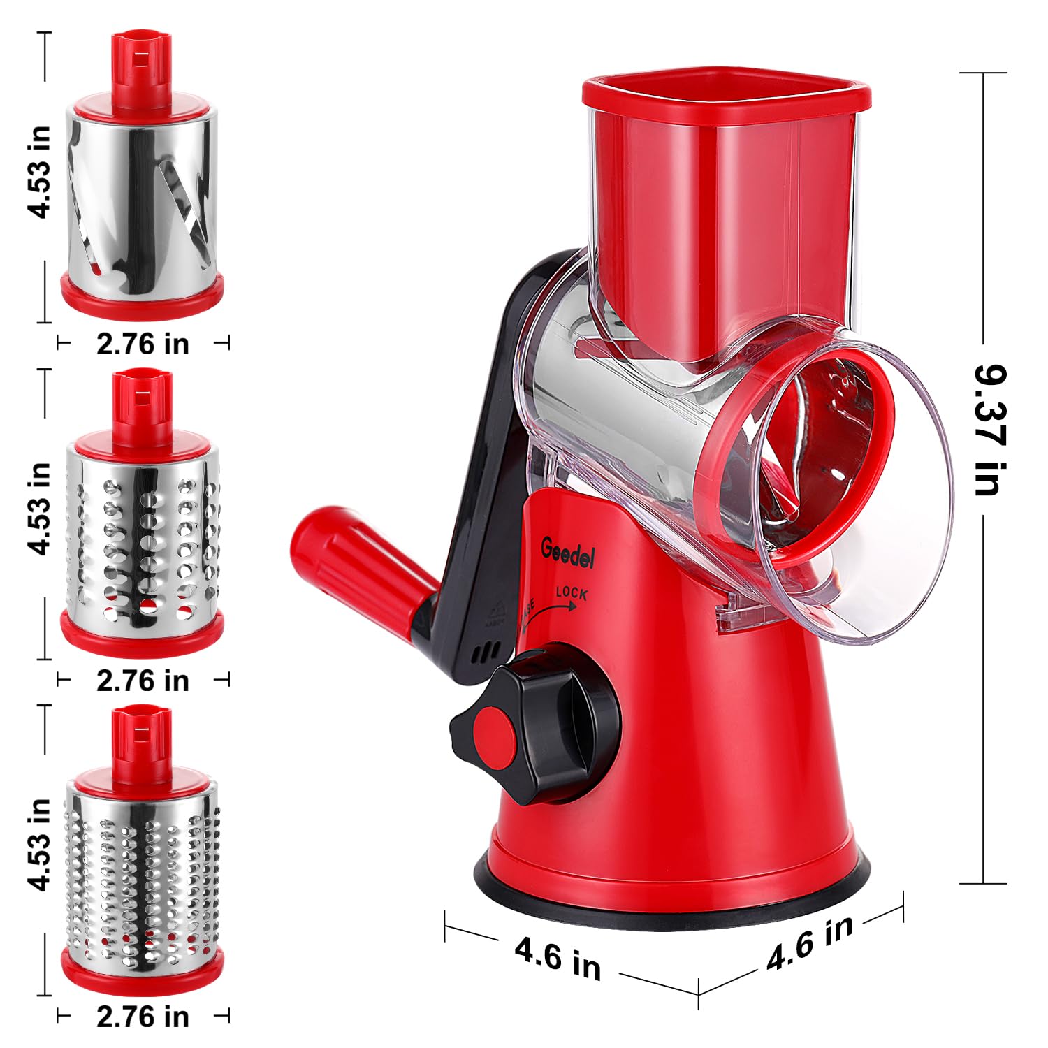 Rotary Cheese Grater & Mandoline Slicer — 3 Blades