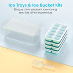 Silicone Ice Cube Trays with Lid & Bin — 4 Pack