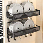 No-Drill Wall-Mounted Kitchen Storage Rack