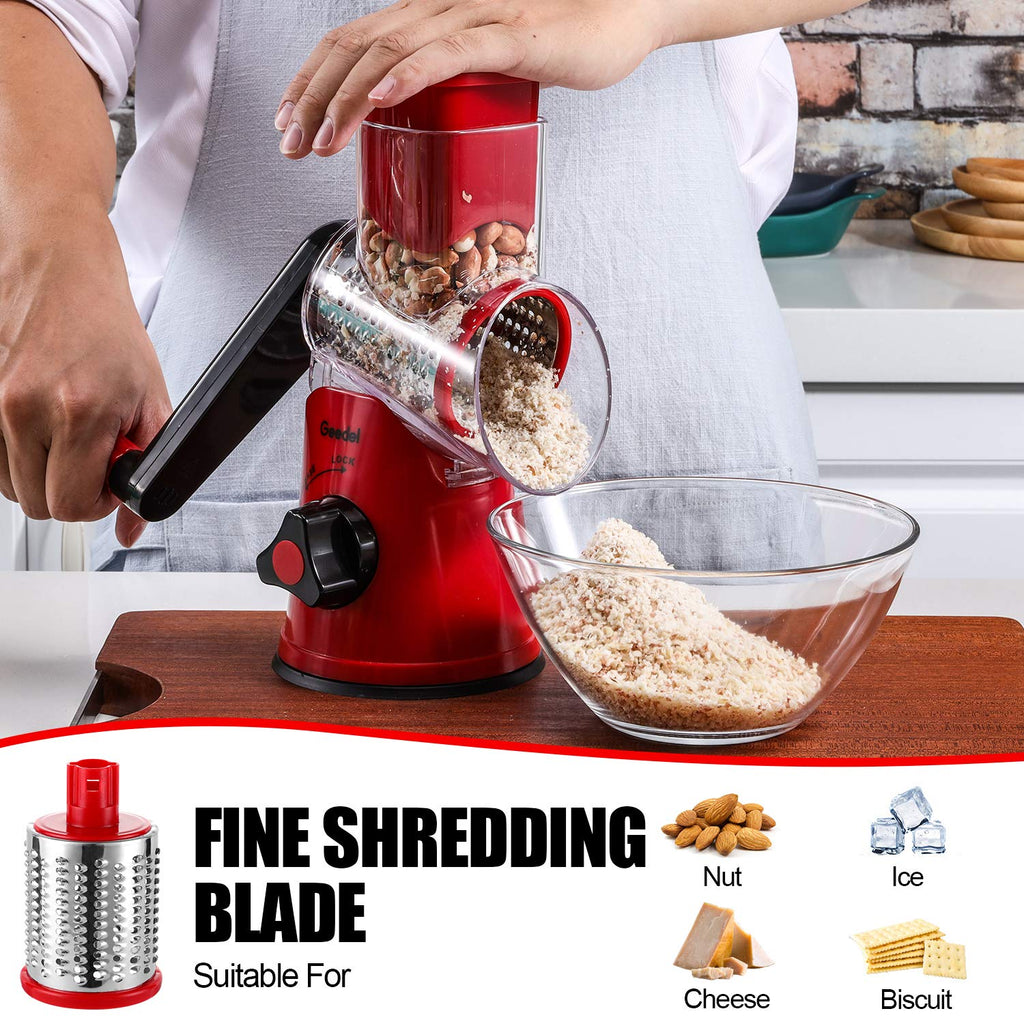 Rotary Cheese Grater & Mandoline Slicer — 3 Blades