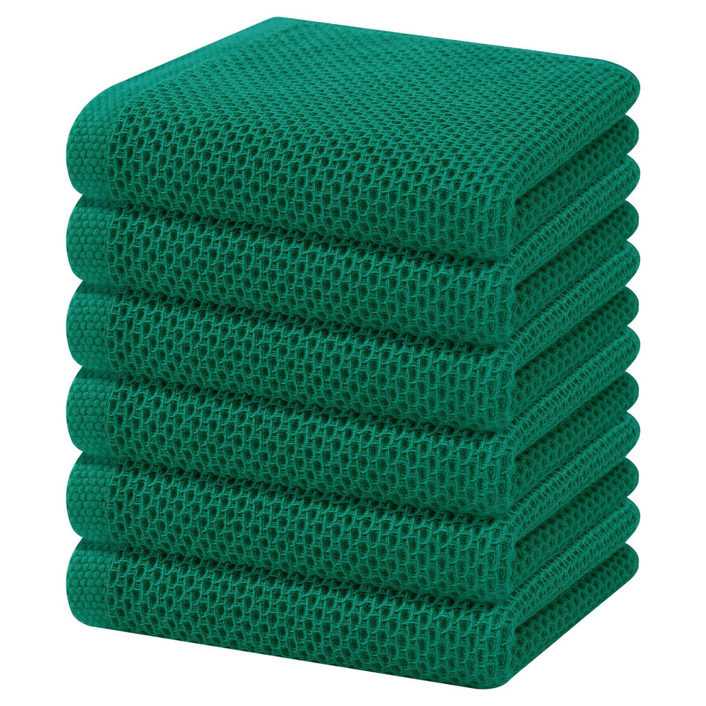Waffle Weave Cotton Dish Cloths — 6 Pack