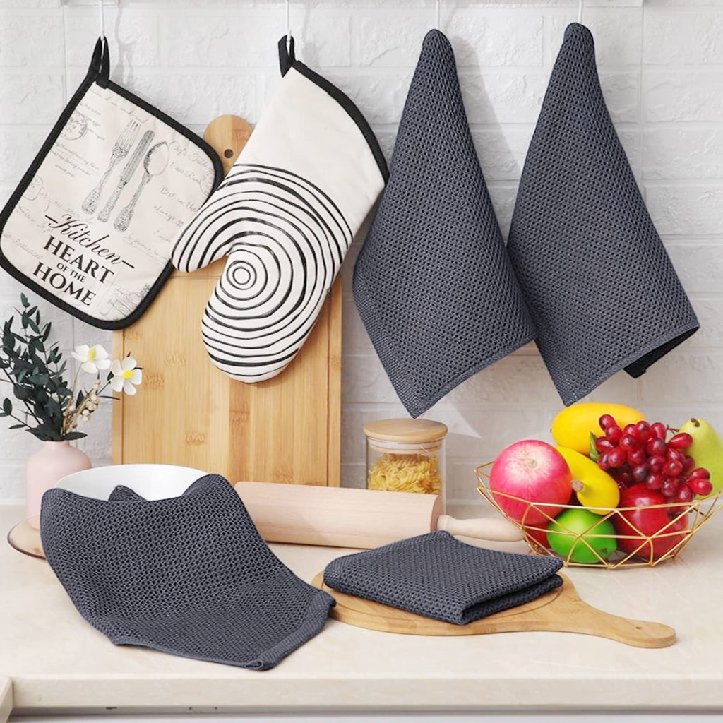 Waffle Weave Cotton Dish Cloths — 6 Pack