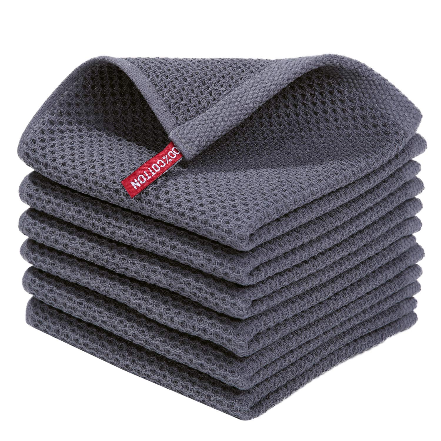 Waffle Weave Cotton Dish Cloths — 6 Pack