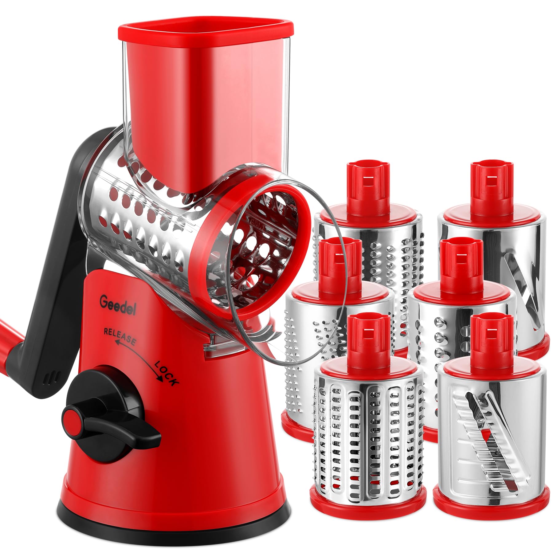 Rotary Cheese Grater & Mandoline Slicer — 3 Blades