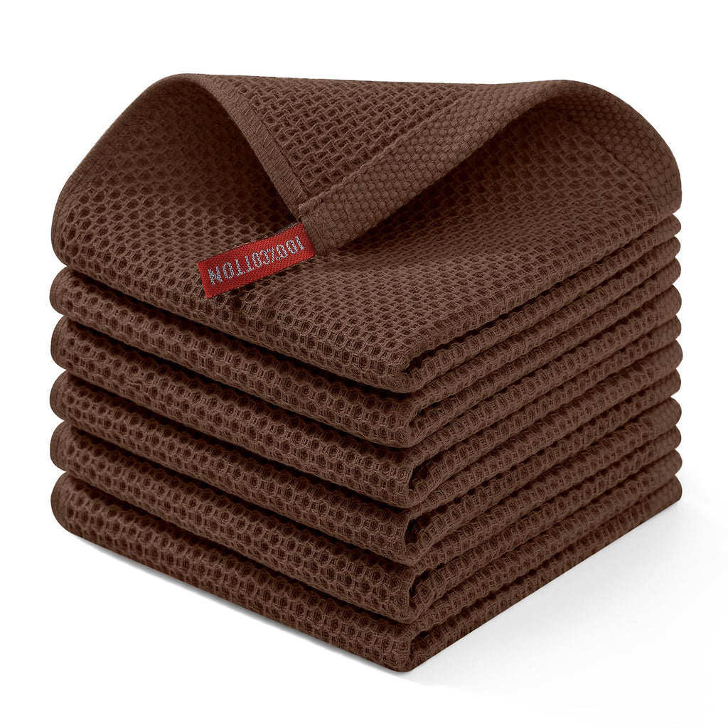 Waffle Weave Cotton Dish Cloths — 6 Pack
