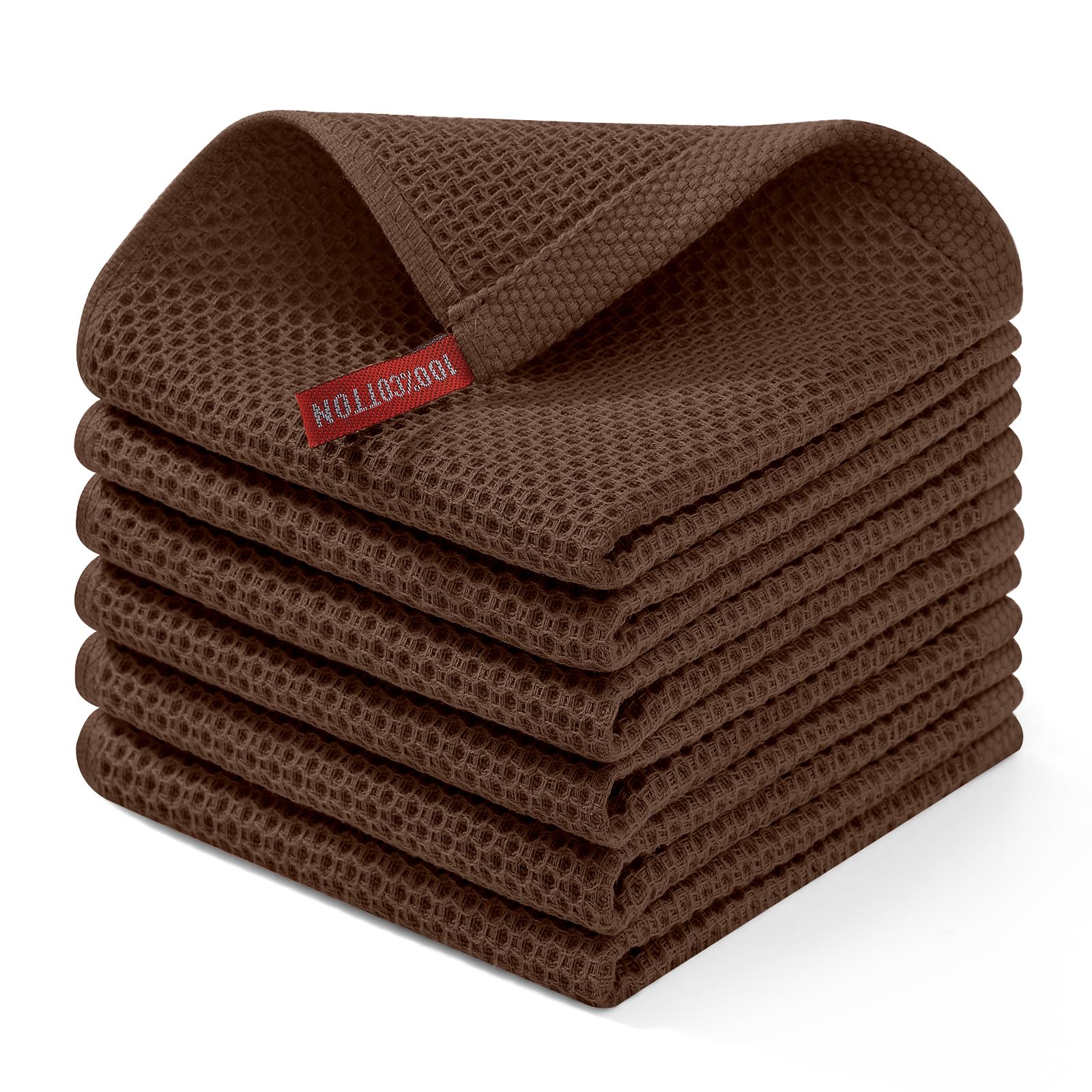 Waffle Weave Cotton Dish Cloths — 6 Pack