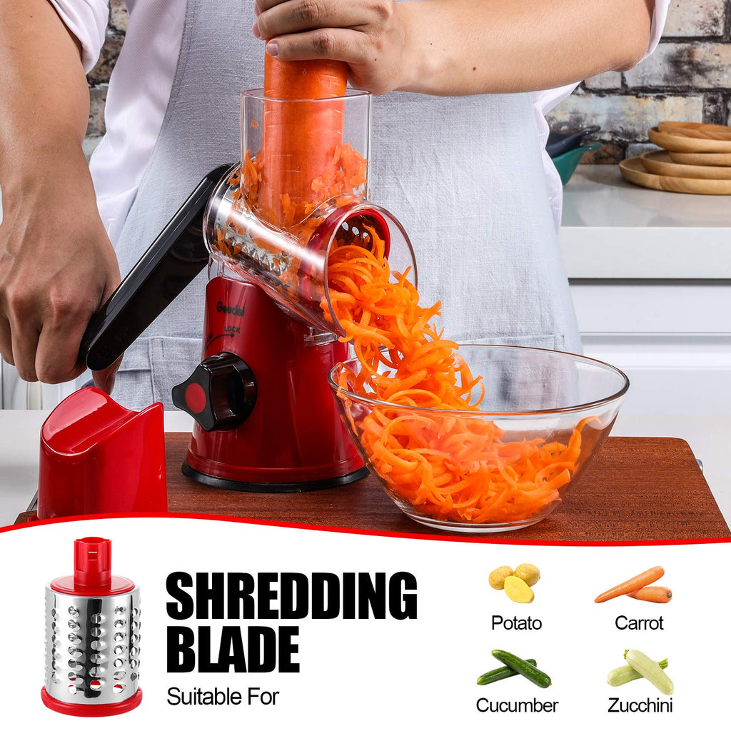 Rotary Cheese Grater & Mandoline Slicer — 3 Blades