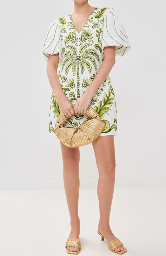 The Light Green Floral Puff Sleeve Dress