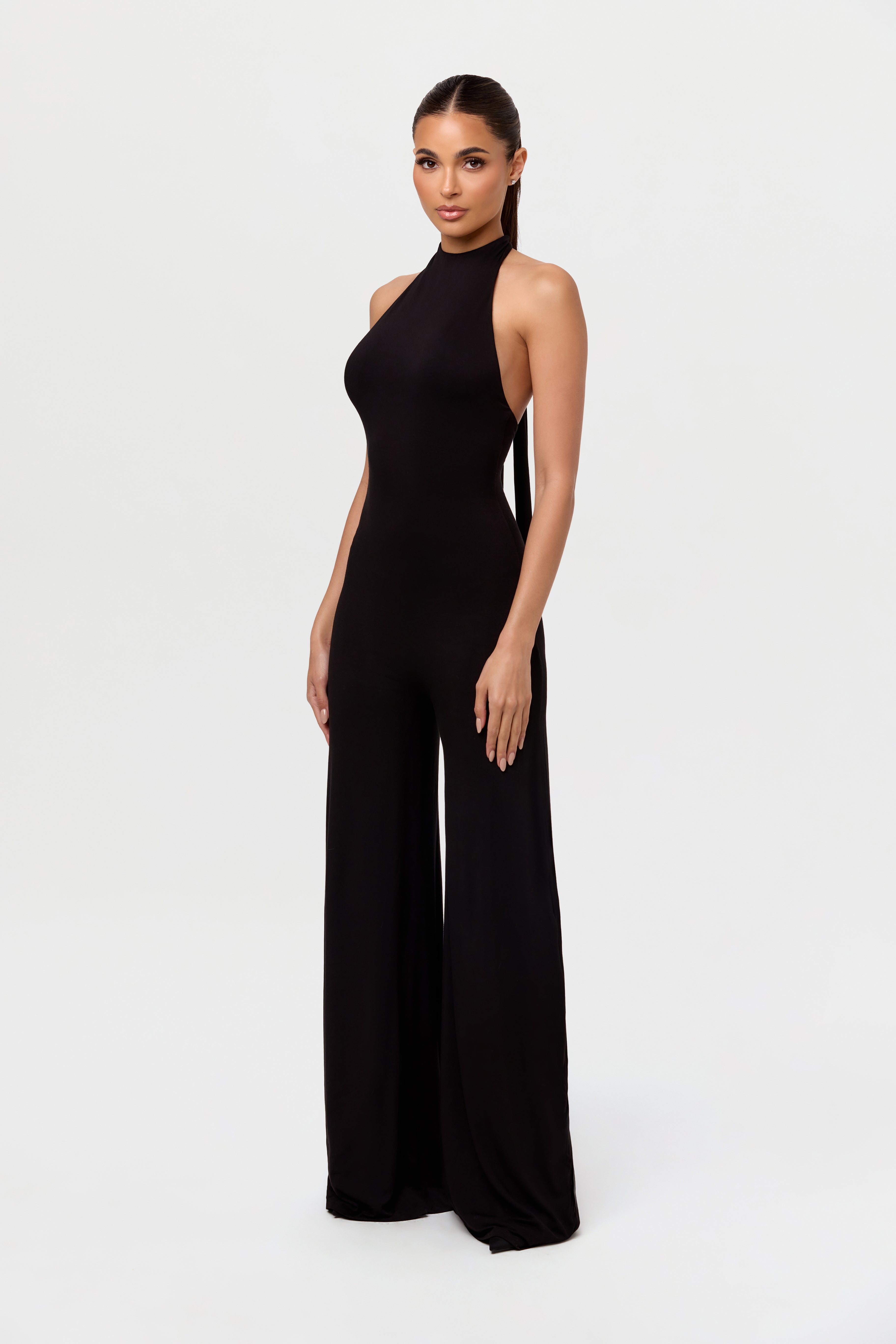 Smooth Halter Wide-Leg Jumpsuit
