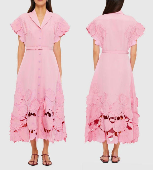 Applique Shirt Midi Dress