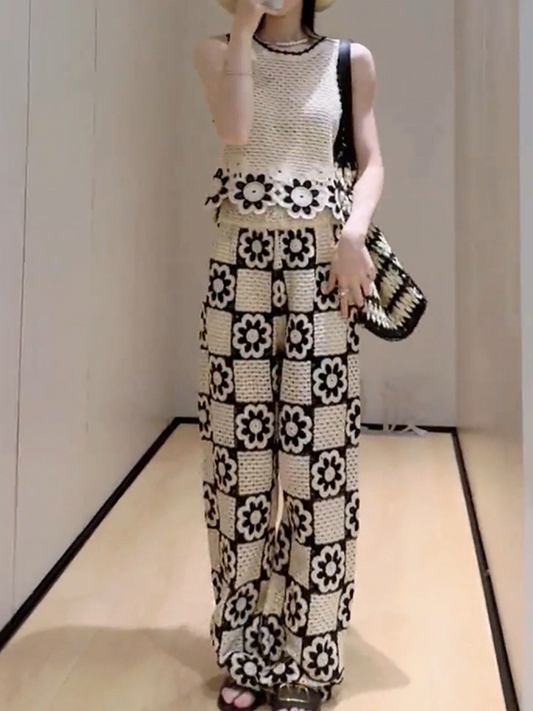 Fashion Hollow Print Suit