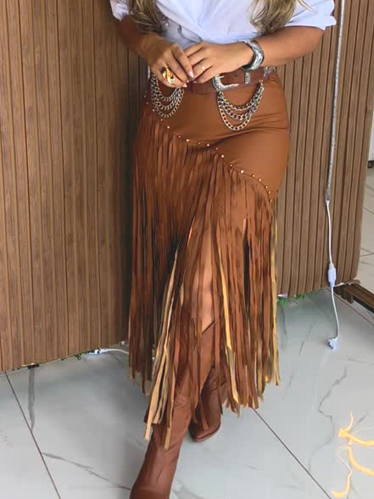 Vintage Fringed Skirt