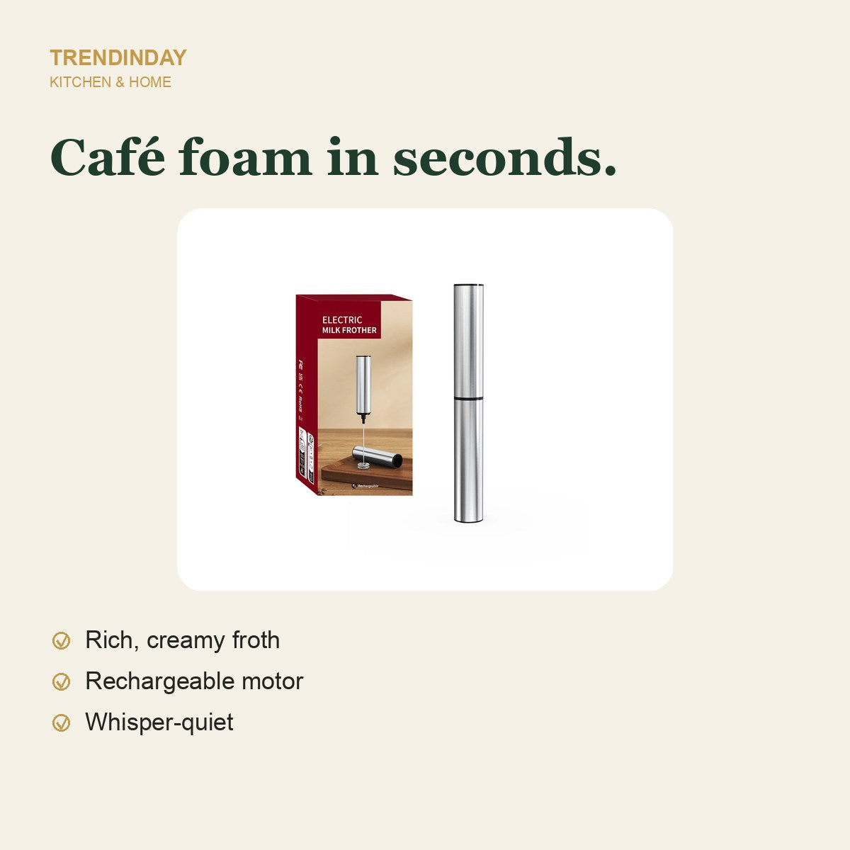 Rechargeable Milk Frother – view 2