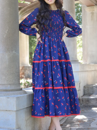 Crewneck Printed Maxi Dress