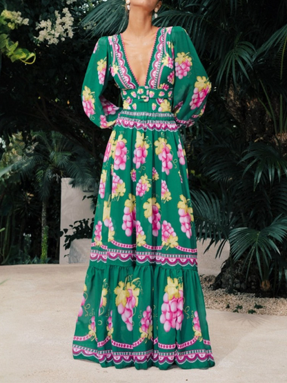 Printed V-Neck Swimsuit Suit