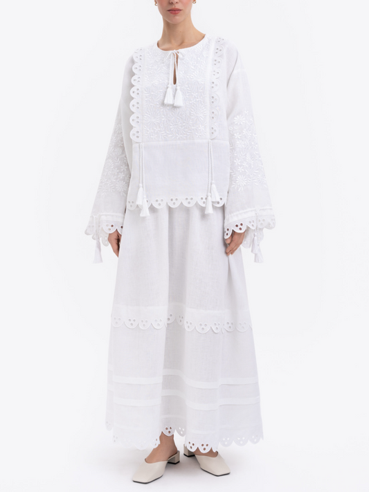 Embroidered Lace Skirt Suit