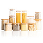 Square Glass and Bamboo Storage Jar - 1.75L